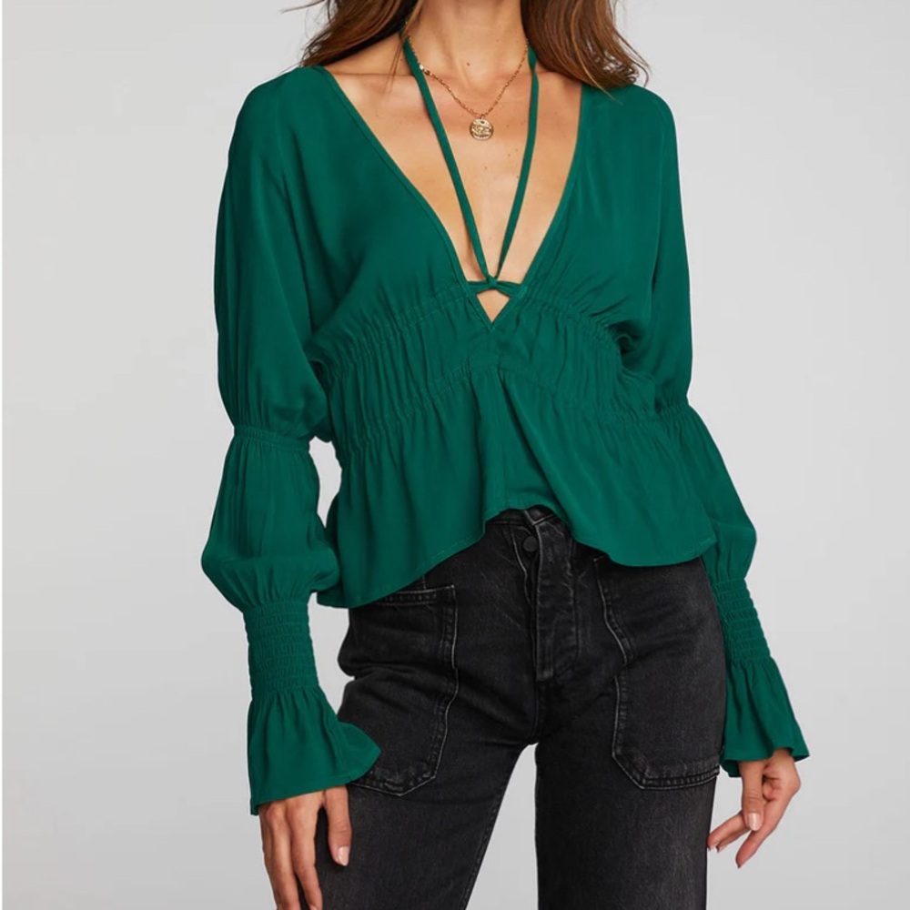 Chaser Brand Rayon Woven Deep V Top
